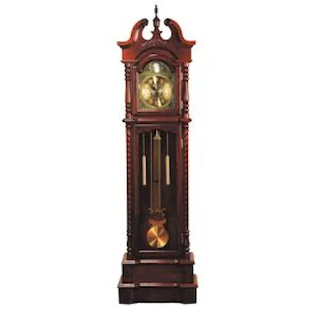 Traditional Key-Wound Grandfather Clock with Bonnet Top and Urn Finial